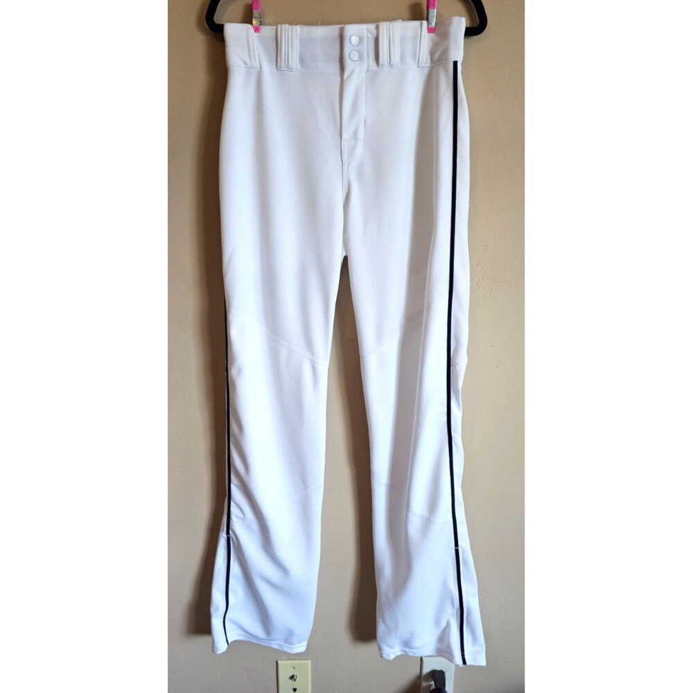 Alleson Athletics Baseball Pants Size Med White with navy stripe